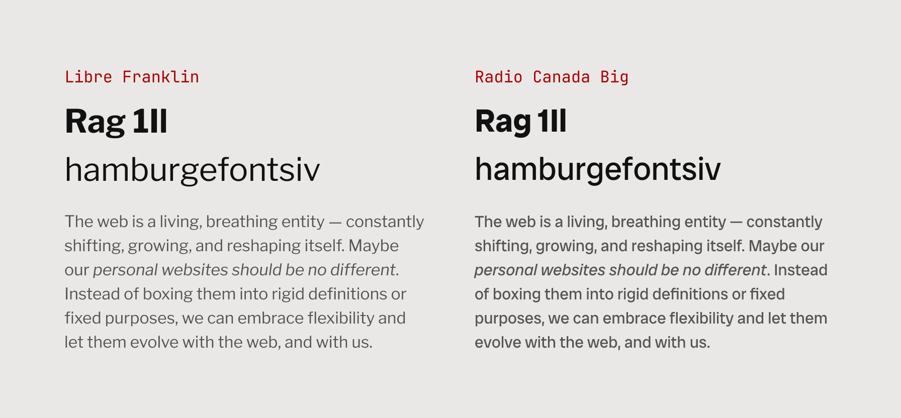 Libre Franklin & Radio Canada Big